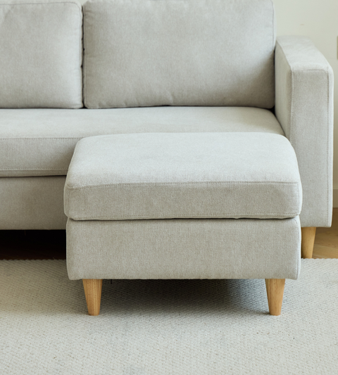 Hildur - puf i beige L: 66 x B: 66 x H: 43 cm