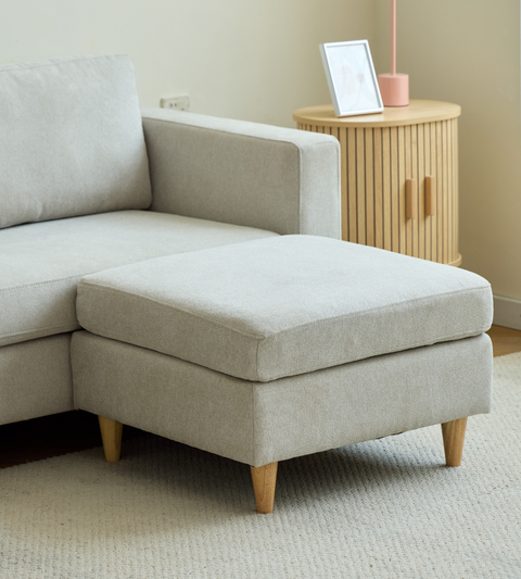 Hildur - puf i beige L: 66 x B: 66 x H: 43 cm