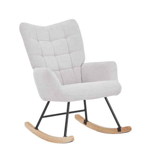 Robert gyngestol med armlæn - beige tekstil med eg