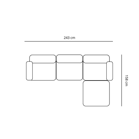 Emilia modulsofa i beige 3 moduler højre- og venstrevendt chaiselong L: 243 X D: 158 X H: 72 cm