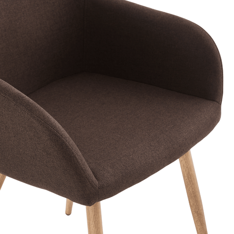 Jenna spisebordstol - brun tekstil med egelook