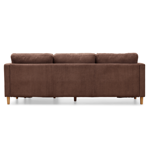 Ellis - Højrevendt og venstrevendt vendbar chaiselong sofa brun fløjl - L: 215 x D: 82 x H: 78 cm