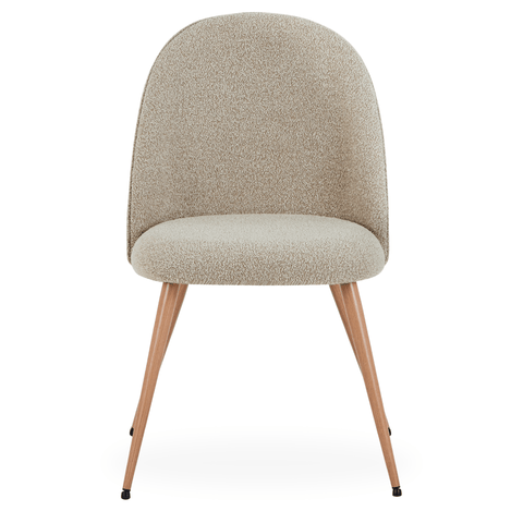 Annika spisebordsstol - Beige boucle stof med ben i egetræslook