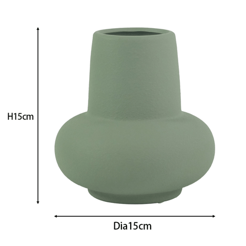 Birka keramik vase støvet grøn 15 cm
