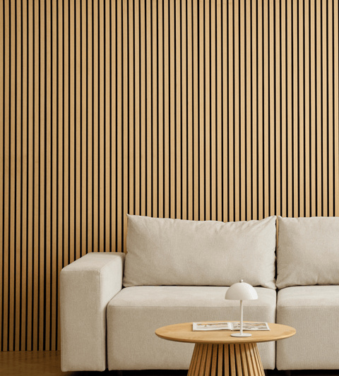 Premium fleksibel akustikpanel i egetræsfiner 2400x520x18 mm
