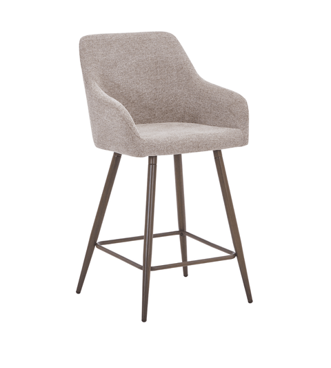 Jenna barstol - sand tekstil med armlæn 65 cm med røget egelook