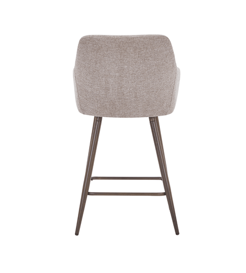 Jenna barstol - sand tekstil med armlæn 65 cm med røget egelook