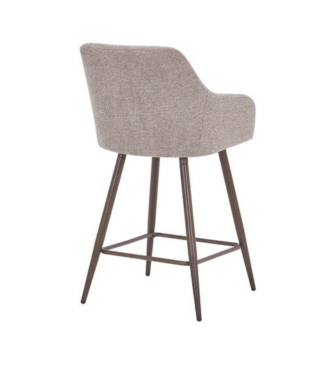 Jenna barstol - sand tekstil med armlæn 65 cm med røget egelook