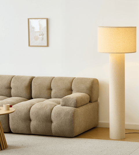 Mariah gulvlampe med lampeskærm i linned 145 x 50 cm