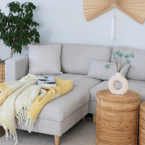 Brandy - Højrevendt og venstrevendt vendbar chaiselong sofa beige - L: 290  x D: 96 x H: 80 cm
