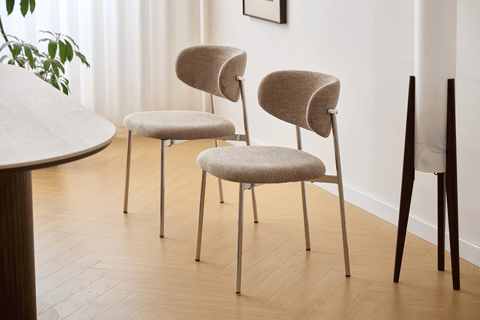 Lucinda spisebordsstol i chrome med sand tekstil