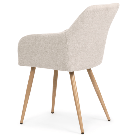 Spisebordssæt - Lewis lamel spisebord Ø120 cm med udtræk i egefiner + 6 x Jenna spisebordsstole i beige