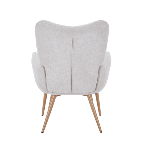 Robert lænestol med skammel - beige tekstil med egelook