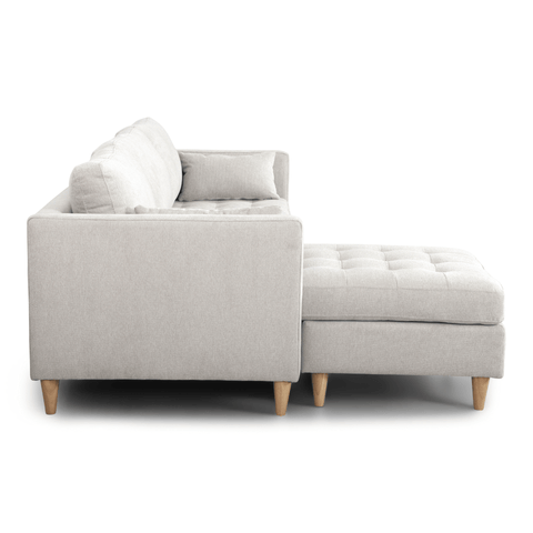 Lulu - Højrevendt og venstrevendt vendbar chaiselong sofa lys beige - L: 215 x D: 82 x H: 78 cm