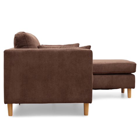 Ellis - Højrevendt og venstrevendt vendbar chaiselong sofa brun fløjl - L: 215 x D: 82 x H: 78 cm