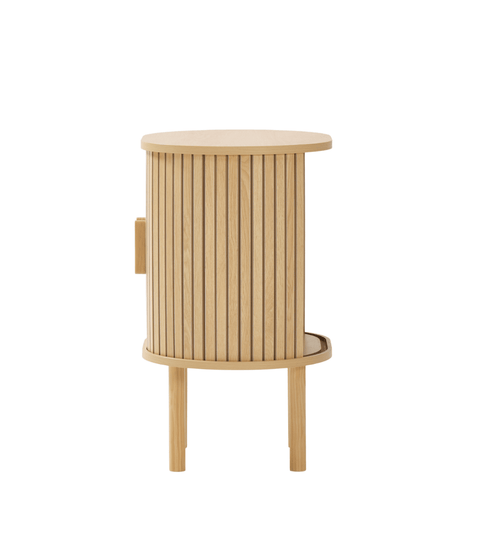 Penelope sengebord med jalousilåger i egetræslook – 45x35x60 cm