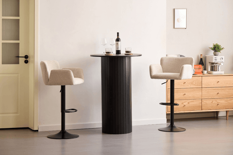 Melody Barstol - beige tekstil med justerbar højde og drejefunktion