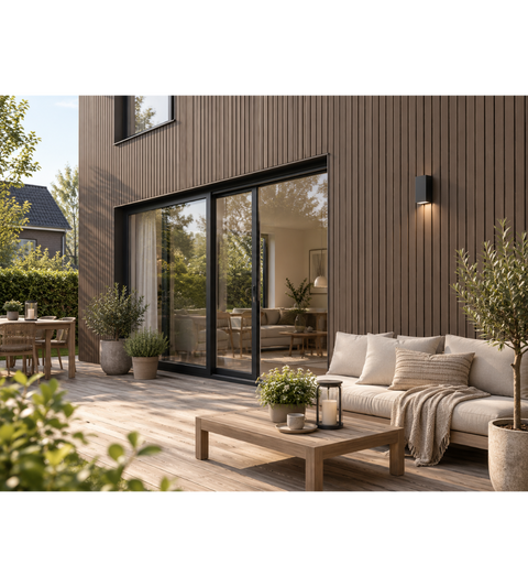 Kinsley - Facadebeklædning med lameller i brun komposit 2900 x 219 x 29 mm