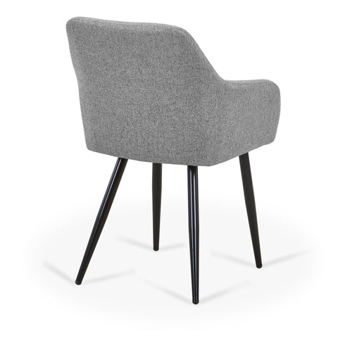 Jenna spisebordstol - grå tekstil med sorte ben