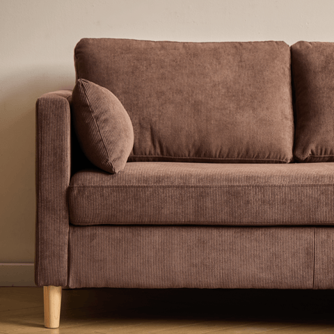 Ellis - Højrevendt og venstrevendt vendbar chaiselong sofa brun fløjl - L: 215 x D: 82 x H: 78 cm