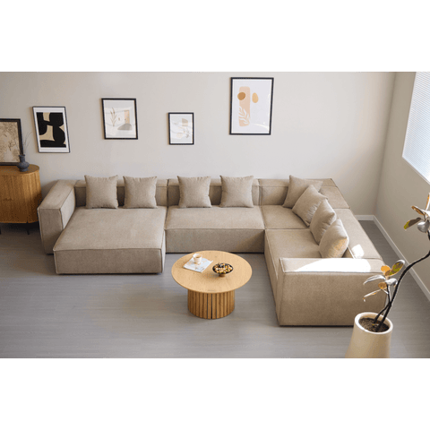 Hailey - U-sofa modulsofa i sand med 4 moduler - Venstrevendt chaiselong L: 368 X D: 247 X H: 65 cm