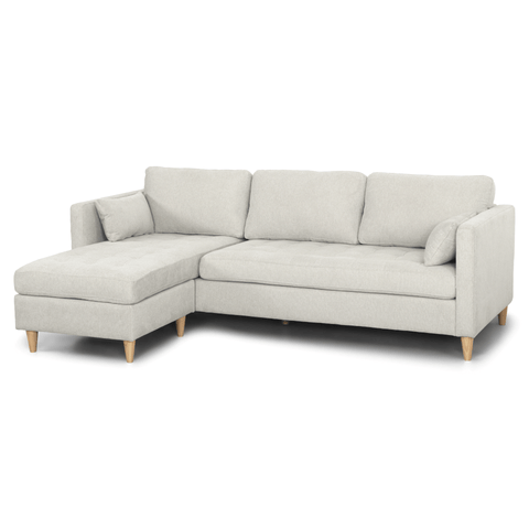 Lulu - Højrevendt og venstrevendt vendbar chaiselong sofa lys beige - L: 215 x D: 82 x H: 78 cm