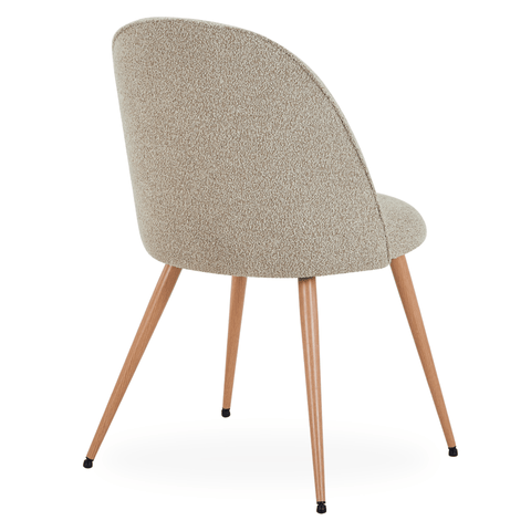 Annika spisebordsstol - Beige boucle stof med ben i egetræslook