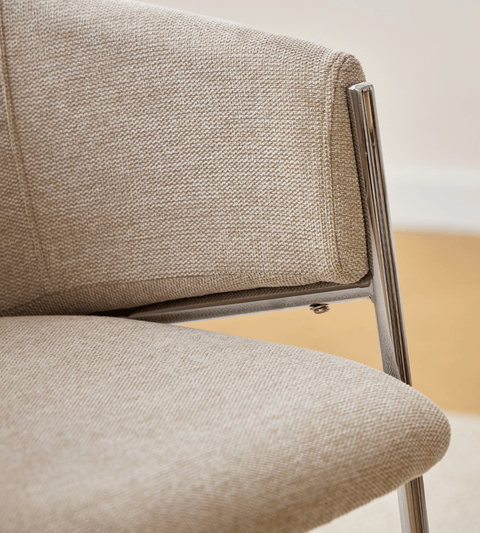 Carolina spisebordsstol i beige tekstil med chrome ben