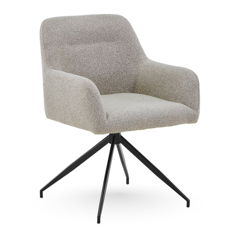Ofelia Spisebordsstol - Beige Boucle Med Drejefunktion 360 Grader