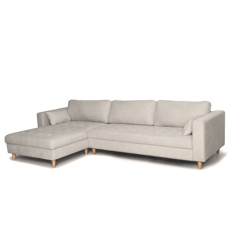 Brandy - Højrevendt og venstrevendt vendbar chaiselong sofa beige - L: 290  x D: 96 x H: 80 cm