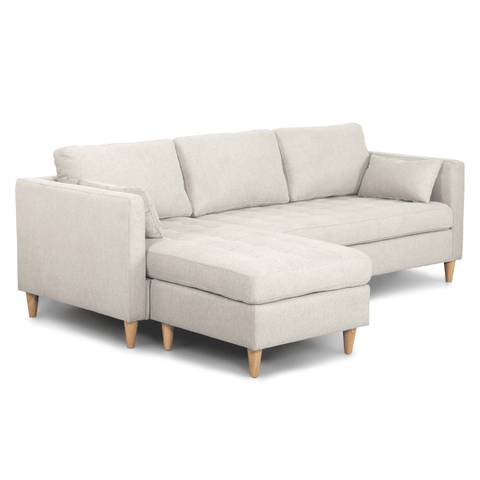 Lulu - Højrevendt og venstrevendt vendbar chaiselong sofa lys beige - L: 215 x D: 82 x H: 78 cm