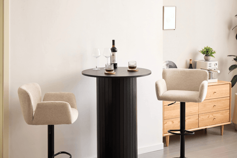 Melody Barstol - beige tekstil med justerbar højde og drejefunktion