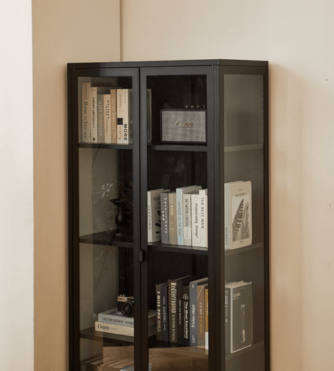 Herman Vitrineskab - Sort metal/glas - 80x40x180 cm