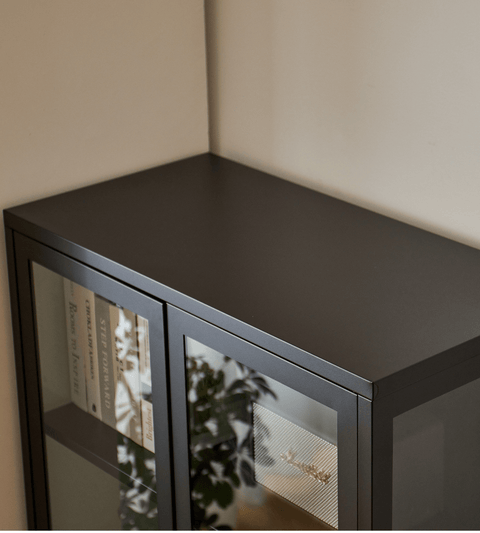 Herman Vitrineskab - Sort metal/glas - 80x40x180 cm