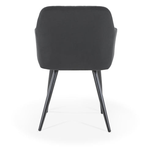 Carlo spisebordsstol - Sort velour med armlæn