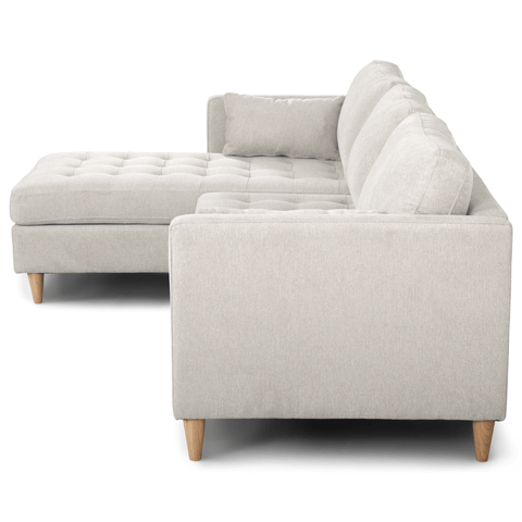 Lulu - Højrevendt og venstrevendt vendbar chaiselong sofa lys beige - L: 215 x D: 82 x H: 78 cm
