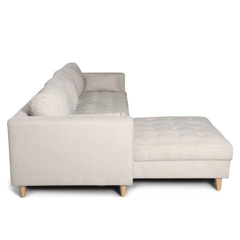 Brandy - Højrevendt og venstrevendt vendbar chaiselong sofa beige - L: 290  x D: 96 x H: 80 cm