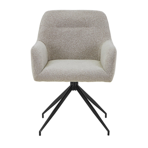 Ofelia Spisebordsstol - Beige Boucle Med Drejefunktion 360 Grader