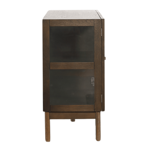 Havana egetræ glas skænk/vitrineskab i røget eg med 3 låger - 80x40x140 cm