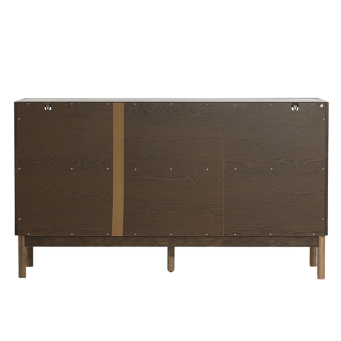 Havana egetræ glas skænk/vitrineskab i røget eg med 3 låger - 80x40x140 cm