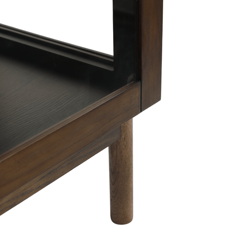 Havana egetræ glas skænk/vitrineskab i røget eg med 3 låger - 80x40x140 cm