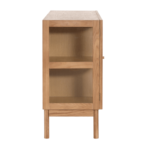 Havana egetræ glas skænk/vitrineskab med 3 låger - 80x40x140 cm