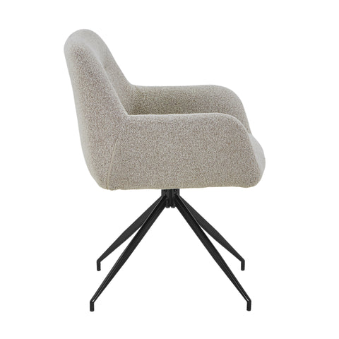 Ofelia Spisebordsstol - Beige Boucle Med Drejefunktion 360 Grader
