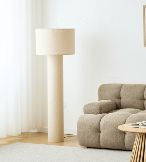 Mariah gulvlampe med lampeskærm i linned 145 x 50 cm