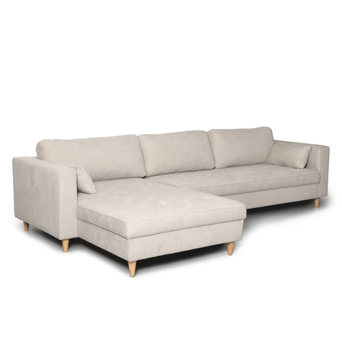 Brandy - Højrevendt og venstrevendt vendbar chaiselong sofa beige - L: 290  x D: 96 x H: 80 cm