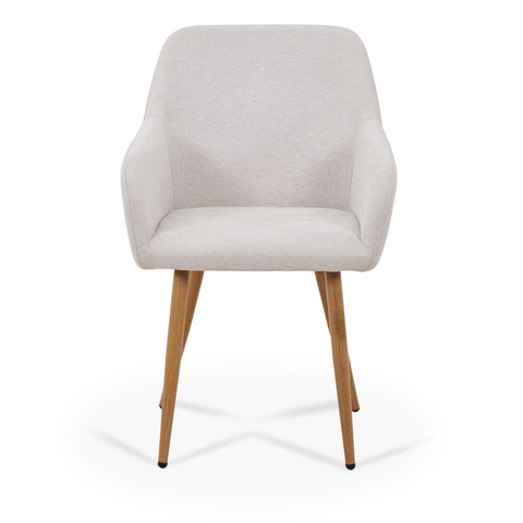 Jenna spisebordstol - beige tekstil med egelook
