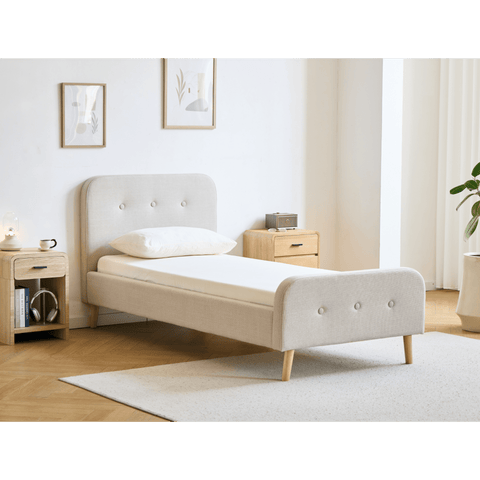Premium Christian seng i beige 90x200 cm inkl. sengelameller og madrasser