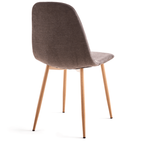 Anna spisebordsstol - brun tekstil med egelook