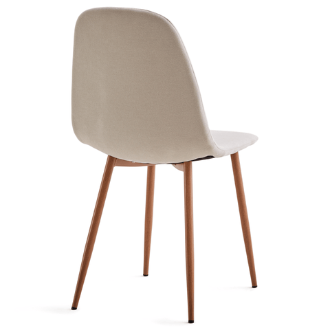 Anna spisebordsstol - beige tekstil med egelook