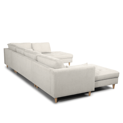 Brandy - venstrevendt u-sofa i beige med chaiselong - L: 366 x D: 211 x H: 80 cm
